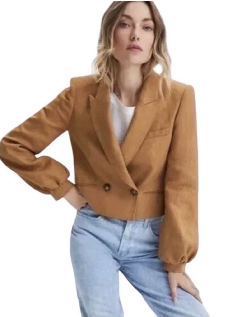 Veronica Beard Milani Linen Blazer in Camel